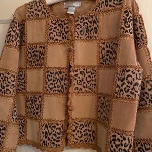 Leather patch and crochet jacket size small